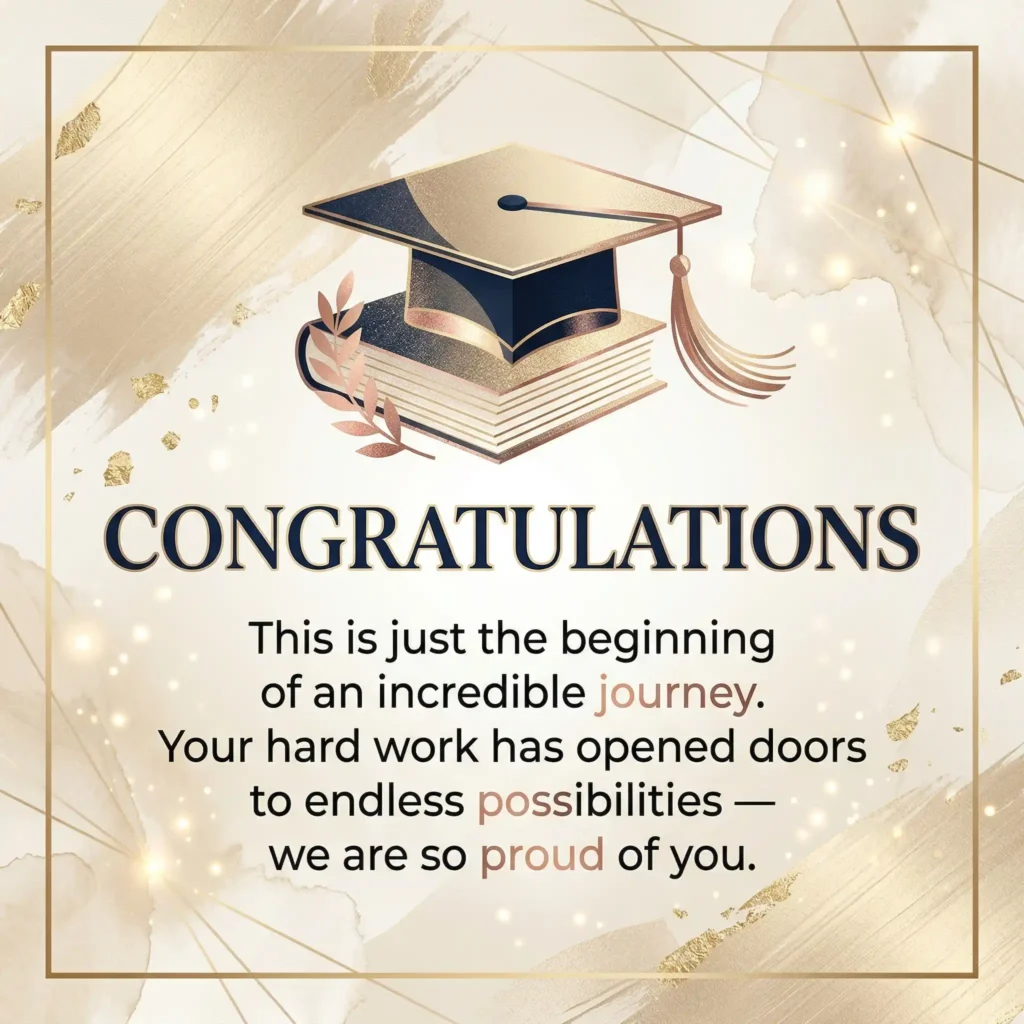 Graduation wish image with light elegant background and motivational heartfelt message