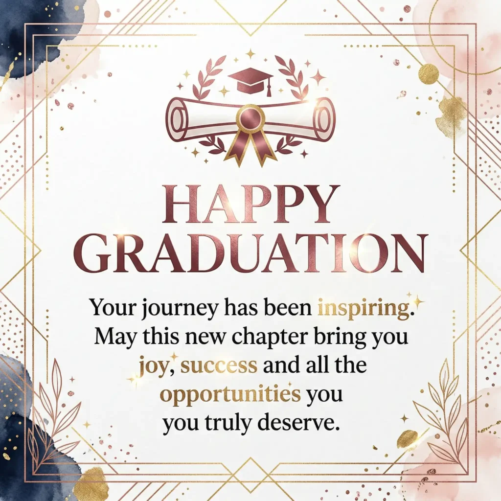 Graduation wish image with vibrant light background and positive long message